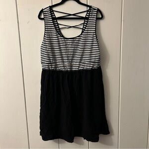 Torrid Black and White Striped Mini Skater Dress